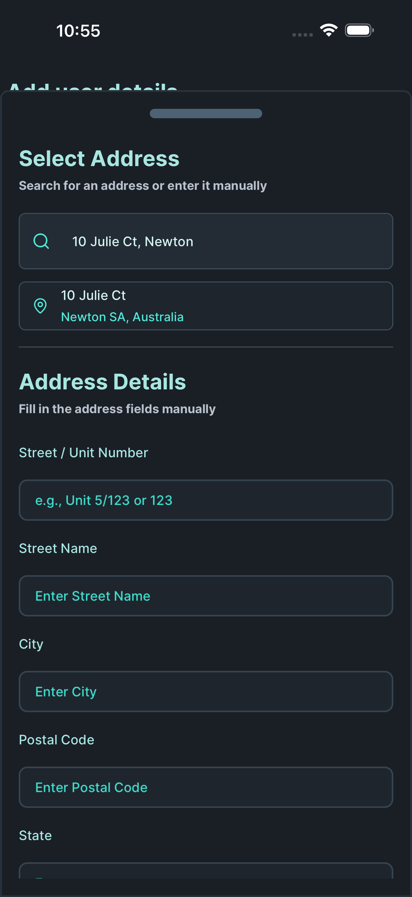 Personal address search results