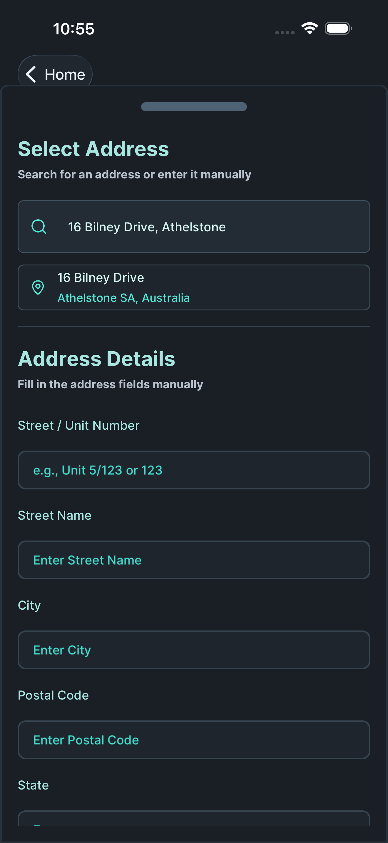 Address search results
