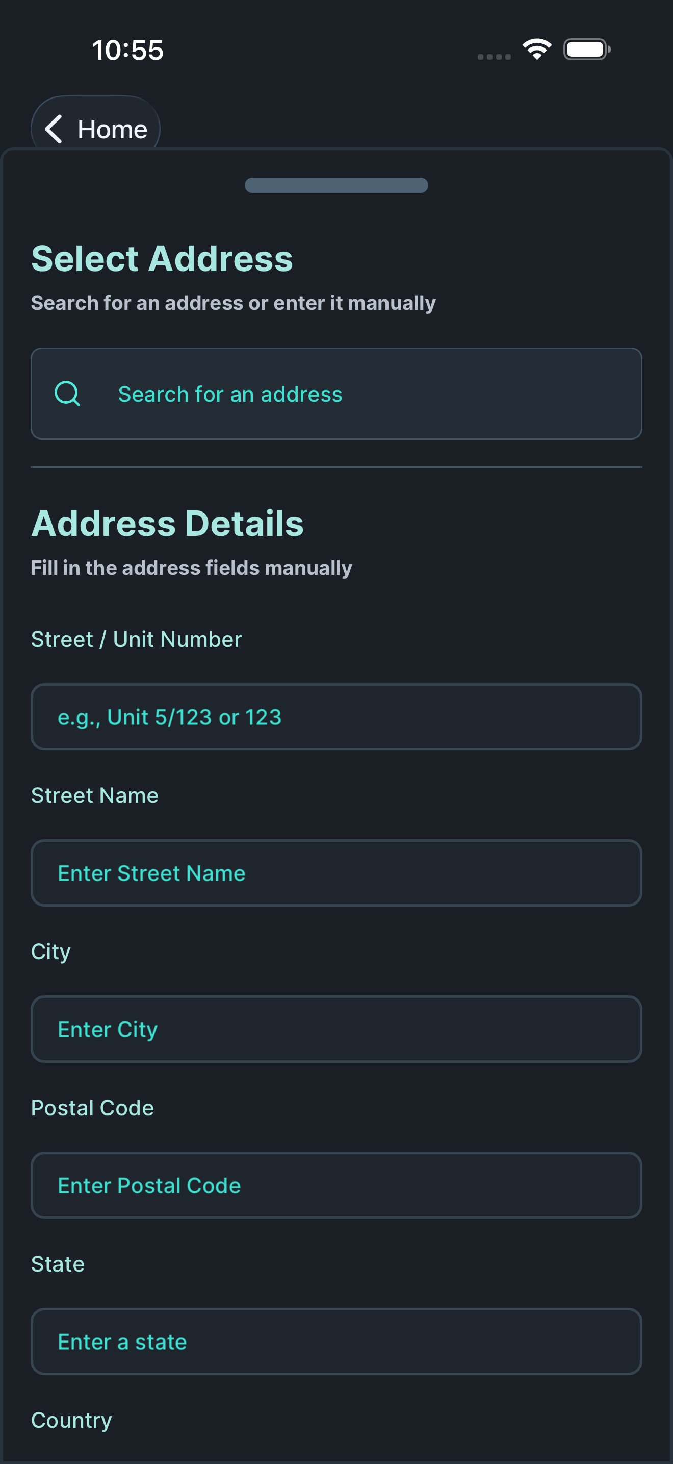 Address search field