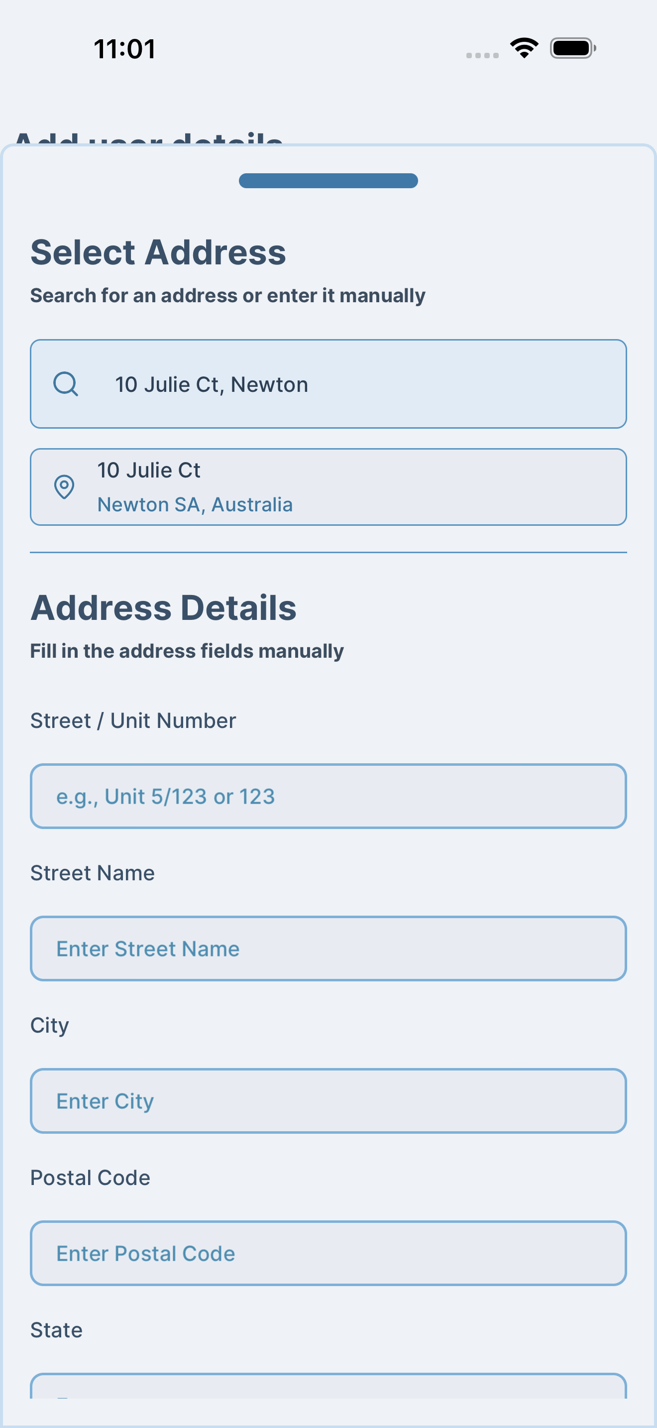 Personal address search results